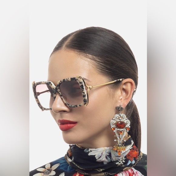 CAMILLA “The After Party” Natural Tortoise Gold Oversized Square Sunglasses - Picture 2 of 7